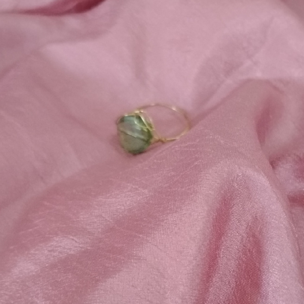 Hand Crafted Gold Ring with Green Gemstone